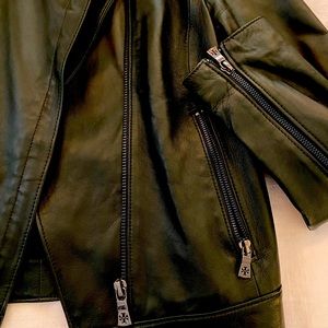 Tory Burch green leather jacket